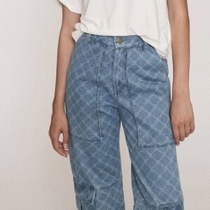 ellandemm Women's‎ EE Denim Cargo Jeans, Medium Wash, S